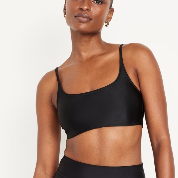 NWT OLD NAVY Scoop-Neck Bikini Swim Top Color: Black SIZE MEDIUM - Picture 2 of 9